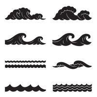 set of black and white wave illustrations for design and decorative elements vector