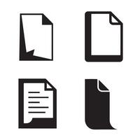 Set of stylized document icons in black and white featuring various page corner styles vector