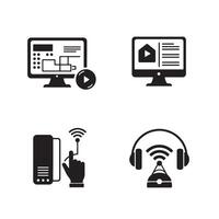 Modern communication and technology icons for digital applications and network connectivity vector