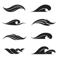 Collection of black and white wave designs suitable for decorative or design elements vector