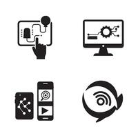 Set of modern technology icons representing digital communication and connectivity vector