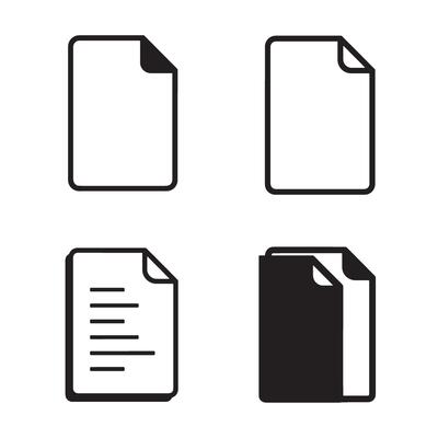 Minimalist icon set of document files for design and interface elements