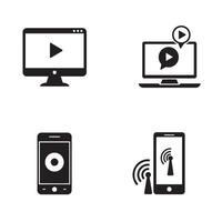 Digital devices and media streaming icons representing technology and modern communication vector