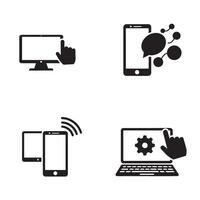 Minimalist icons depicting modern technology and communication elements vector