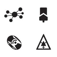 Set of four simple icon designs illustrating connectivity warning directions and forestation vector