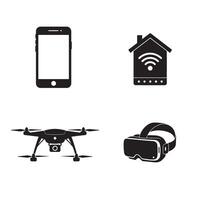 Modern technology icons representing wireless communication and future innovations vector