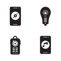 Simple minimalistic illustration of smart home automation icons representing various gadgets and functions vector