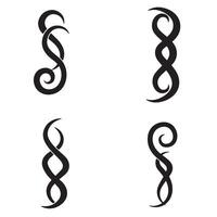 Set of four black abstract swirl and infinity symbol design elements isolated on white background vector