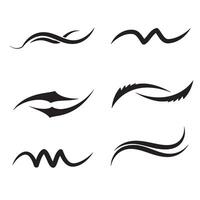 Set of six elegant black swirls and decorative design elements on a white background vector