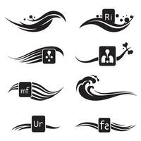 Decorative black and white design elements with musical symbols vector