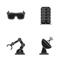 Modern technology and innovation icons in sleek black and white style vector
