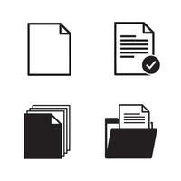 Document and file icons set in simple black and white style for digital application vector