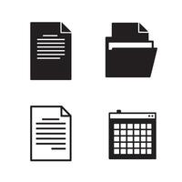 Flat icon set for documents folder and calendar for digital communication vector