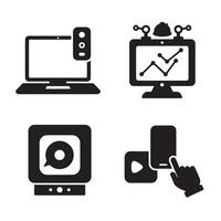 Modern technology icons representing devices communication and data analysis vector