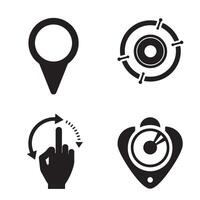 Set of black and white icons representing navigation location and ui gestures vector