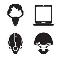 Minimalist icons depicting technology communication and digital connection vector