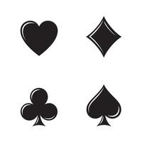 Black and white illustration of four playing card suits icons in a simple silhouette design vector