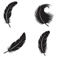 Elegant black feather silhouettes isolated on white background representing lightness and freedom in design vector