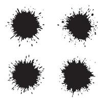 Artistic black ink splatters silhouette collection on white background abstract decorative elements vector