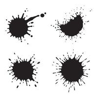 Ink splatter design elements set of four black paint silhouette splashes and splatters on white background vector