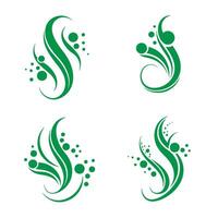 Green abstract floral elements set on white background silhouette designs for decoration vector