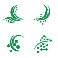 Set of four green abstract nature inspired logos with bubbles and leaf silhouette elements vector