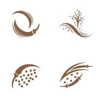 Abstract brown silhouette logos of spice elements for food and beverage design vector
