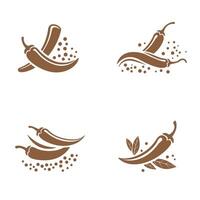 Simple brown chili pepper silhouette set on white background for design elements vector