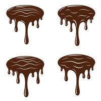 Melted chocolate silhouette elements set for delicious design and creative concepts vector