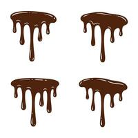 Chocolate drips set in silhouette style for design elements and food graphics vector