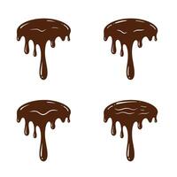 Collection of illustrations of chocolate drips with varying designs and outlines vector