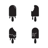 Collection of minimalistic ice cream popsicles in black silhouettes on a white background vector