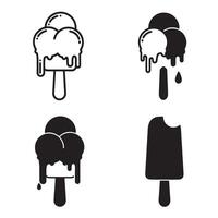 illustration of various ice cream cones and popsicles in a simplified silhouette style vector