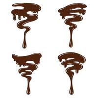 Set of four flowing chocolate drips in a silhouette style on a white background ready for design use vector