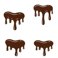 Four chocolate drips isolated on a white background silhouette design elements vector