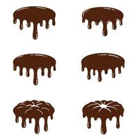 Delicious chocolate drip design elements in various styles for creative projects vector