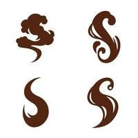 Artistic brown silhouette shapes in abstract design with swirls and cloud elements vector