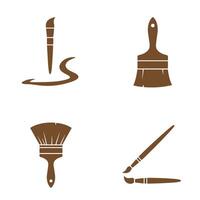 Brown silhouette illustrations of various paint brushes on white background for art and design projects decorating and creativity concepts vector