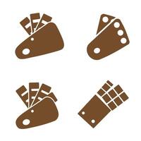 Abstract chocolate bar illustration featuring different silhouette designs showcasing various chocolate shapes in a flat style arrangement vector