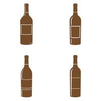 A minimalist graphic of four wine bottle silhouettes featuring varying label and band designs perfect for wine related projects vector
