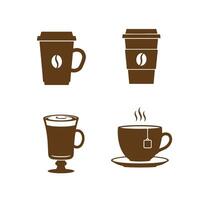 Brown silhouette collection of coffee and tea cups representing a diverse selection of beverages for cafes restaurants and morning routine applications vector