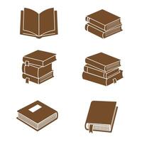 A collection of stylized brown book silhouettes arranged on a white background ideal for educational or reading related illustrations and designs. vector