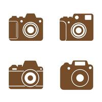 Four brown camera silhouettes arranged on white background reflecting photography and image capture concepts. vector