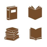 Collection of brown book silhouettes representing various reading and educational concepts isolated on a clean white background for easy use vector