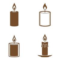Elegant collection of brown candle silhouettes in various styles perfect for minimalist design and holiday themes on a pristine white background. vector