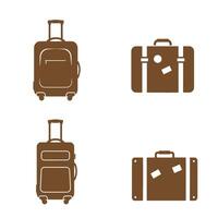 Four silhouette suitcases in brown color set against a clean white background indicating travel and vacation concepts for diverse design projects vector