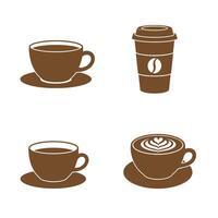 A collection of brown silhouette coffee cups representing different coffee styles for cafe and restaurant branding isolated on a white background vector
