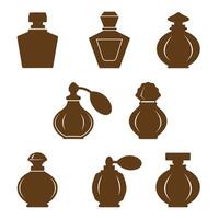 Collection of elegant perfume bottle silhouette illustrations in different shapes and styles perfect for beauty product design and concept creation. vector