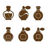Elegant perfume bottles in silhouette style featuring diverse shapes suitable for fragrance branding and design purposes for luxury products. vector
