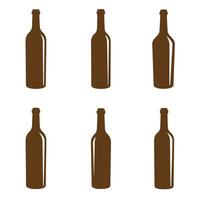 Six brown wine bottle silhouettes arranged on a white background perfect for beverage related concepts and designs for logos and branding vector